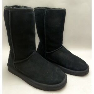 Koolaburra By UGG Tall Black Suede Sheepskin Women's Size 6 Boots 1017089